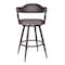 Armen Living Justin 26" Counter Height Swivel Vintage Brown Faux Leather Bar Stool with Brown Metal Legs LCJTBABRBR26 - alternate 4